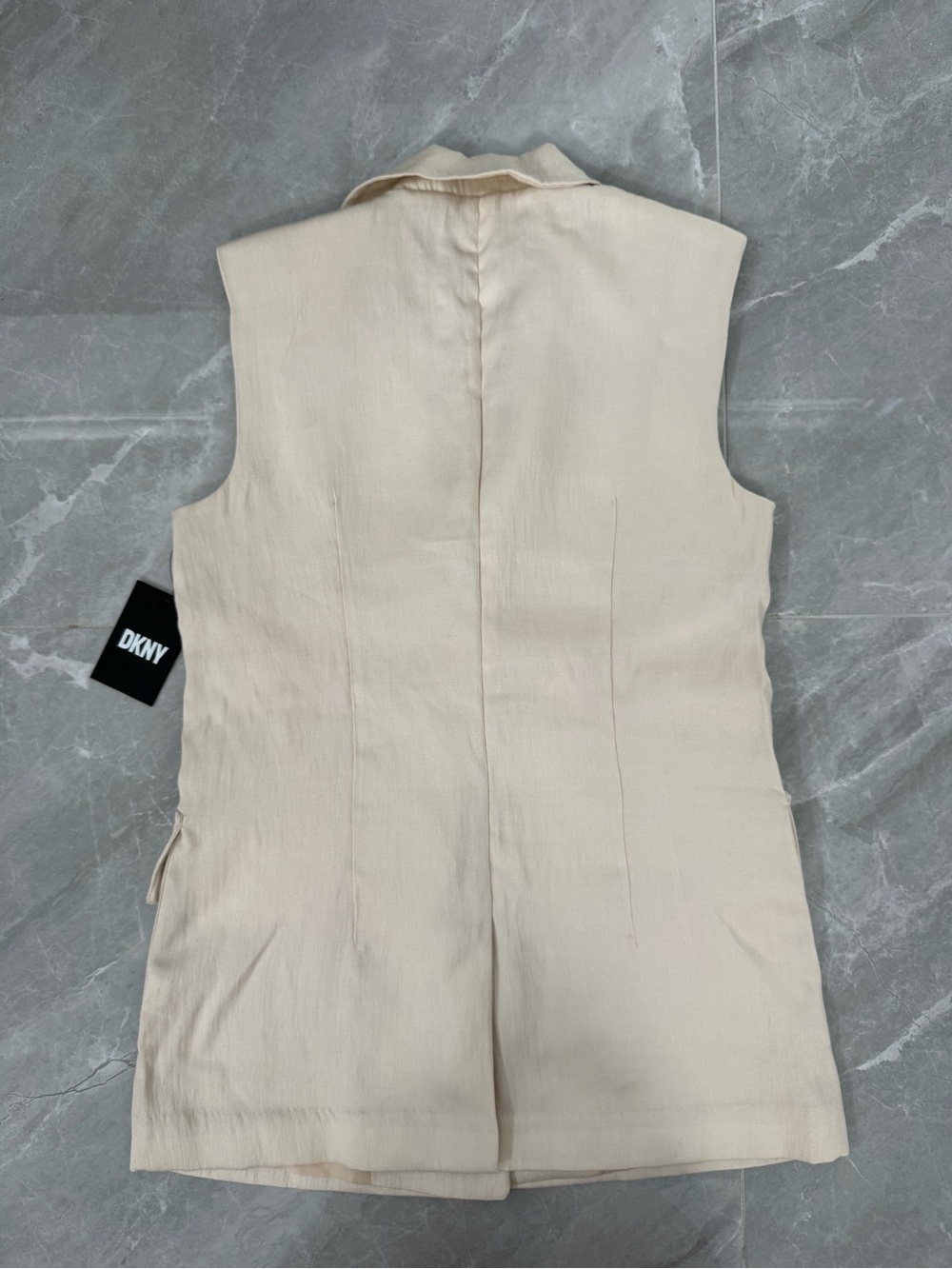 Women’s DKNY Longline Vest Notched Lapel Buttons Pockets Chic Career Small - Picture 8 of 16
